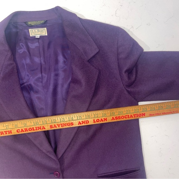 LL Bean Wool Cashmere Blend Purple Blazer Jacket made in USA size 14P - Picture 9 of 9